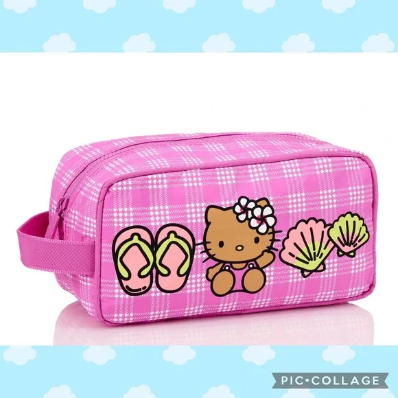 Aloha Collection x Sun kissed Hello Kitty Hawaii Exclusive Pink Palaka Dopp Kit - Picture 1 of 10